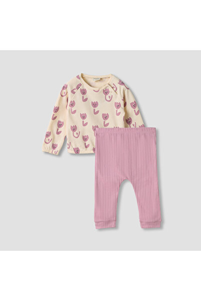 Juniors Floral Print Long Sleeve T-shirt and Elasticated Pyjama Set