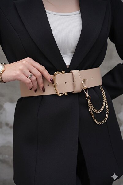 MODAM HİFA Curea de damă cu detaliu de lanț, curea pentru rochie, curea pentru talie, curea pentru pantaloni