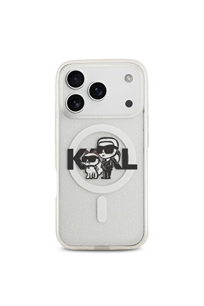 Karl Lagerfeld MagSafe IML Glitter Case with Karl & Choupette Heads for iPhon...