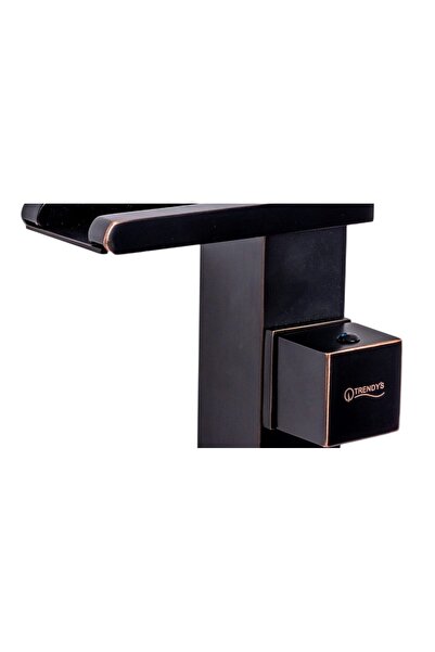 Trendy's Μπαταρία νιπτήρα, εγκατάσταση νιπτήρα μπάνιου, τύπου καταρράκτη, με LED, αντικέ μαύρο