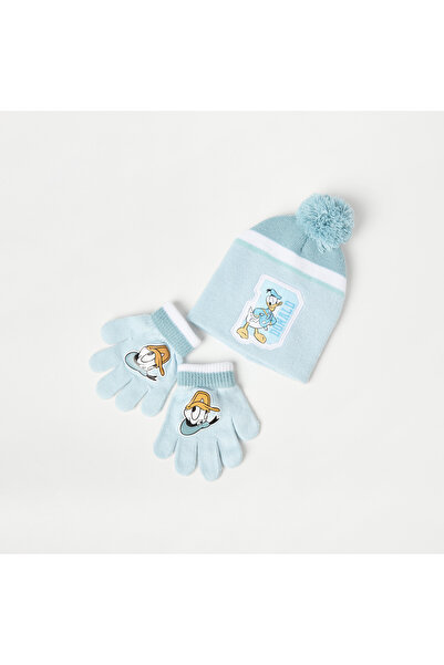 Disney Donald Duck Print Beanie Cap with Gloves