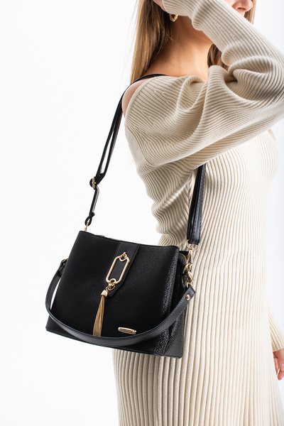 Sanmorris Sn 1438 Women's Shoulder Bag Handbag Arm Bag Daily Mosaic Black