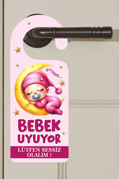 cici magnet www.cicimagnet.com Pembe Bebek Uyuyor Lütfen Sessiz Olalım Kapı K...