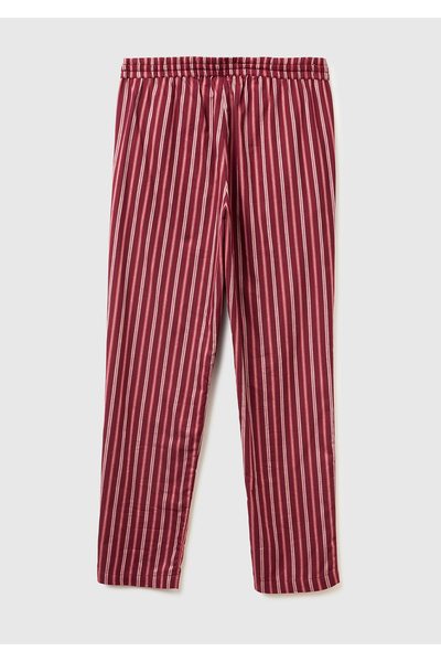 United Colors of Benetton Men's Red Square Patterned Drawstring Pajama Bottoms