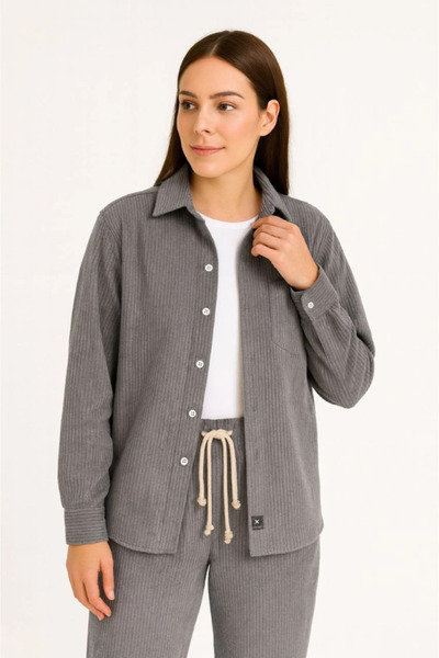 TUA MODA Tua Moda Corduroy Oversized Sets – Shirt and Pants Two-Piece Set Smoked Corduroy Elegance, Comfortable and Elegant