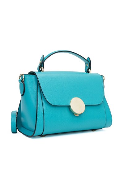 Posete Fagaras Jaime Leather Purse - Light Turquoise, 1 compartment, 1 pocket, adjustable strap