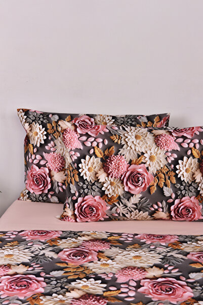 Setekshome 3D Floral Pattern Double Duvet Cover Set 100% Cotton