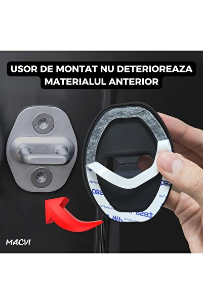 MACVI ® Set of 4 Silicone Caps for Car Door Locks, Protection and Decoration, Black