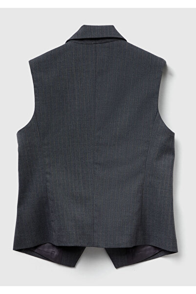 United Colors of Benetton Women's khaki patterned viscose blend buttoned Double-Breasted vest