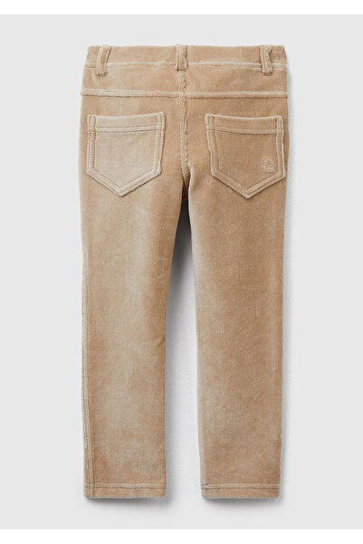 United Colors of Benetton Girl's Beige Corded Fabric Velvet Tights