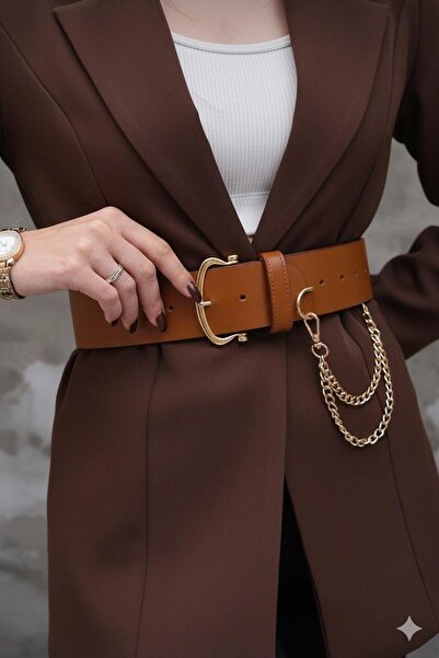 MODAM HİFA Γυναικεία ζώνη με λεπτομέρεια από αλυσίδα Ζώνη φορέματος Ζώνη μέσης Ζώνη παντελονιού