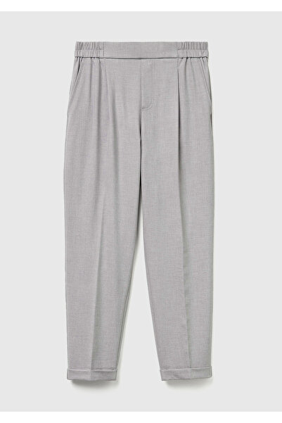 United Colors of Benetton Women's grey viscose blend side and back gathered rolled hem trousers