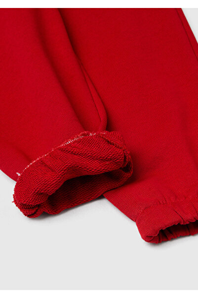 United Colors of Benetton Boy's Red Printed Drawstring Sweatpants with Elastic Waist and Ankles