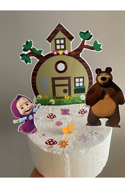 nerisdesign ماشا والدب، فرشاة أسنان على شكل كعكة، زينة