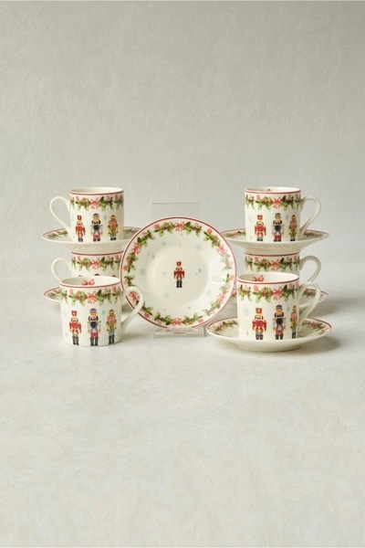 Karaca New Year Yılbaşı Kurşun Asker 6 Kişilik Kahve Fincan Takımı 80 ml