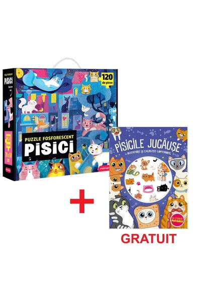 Mimorello Pachet - Puzzle Fosforescent - Pisici - Pisicile jucăuşe GRATUIT