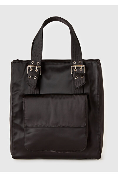 United Colors of Benetton Women's Black Metal Detailed Pocket Strap Shoulder Bag