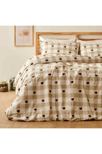 Bella Maison %100 Pamuk Amora Çift Kişilik Nevresim Seti Bej (200x220 cm)