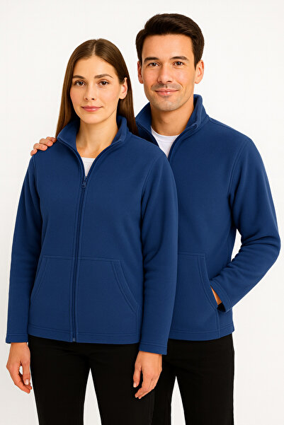 KaeLaurean Unisex Indigo Anti-Pilling Non-Pilling Standard Fit Full Zipper Cold-Proof Fleece Cardigan