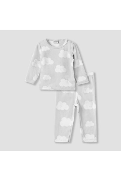 Juniors All-Over Cloud Print Long Sleeves T-shirt and Elasticated Pyjama Set