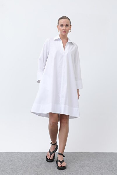 Soul Mini rochie din poplin pentru femei -32274ELB - ECRU