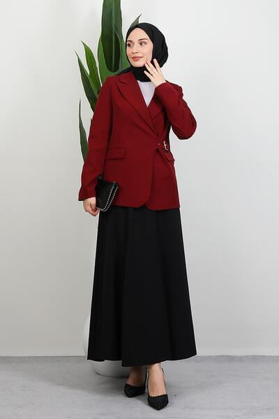 GİYZAMİLA Μπουφάν με πλαϊνή ζώνη μπορντό