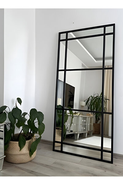 ESMART Extra Large Mirror With Elegant Design 180 X 80 Cm - Black Metal Frame And Back Stand