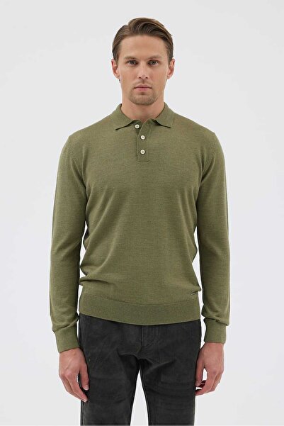 Paşahan Polo Neck Buttoned Wool Knit Sweater