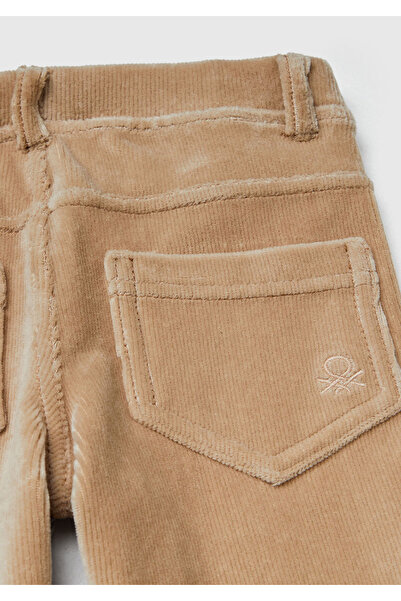 United Colors of Benetton Girl's Beige Corded Fabric Velvet Tights