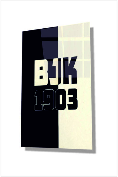 kontemcam 1903 Cam Tablo | Beşiktaş Temalı Siyah Beyaz Duvar Dekoru |