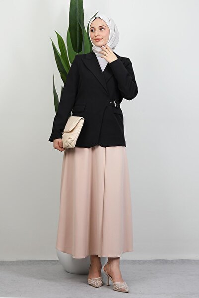 GİYZAMİLA Μπουφάν με πλαϊνή ζώνη μαύρο