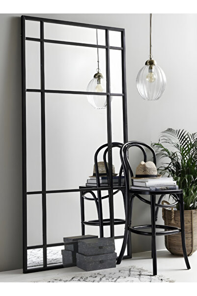 ESMART Extra Large Mirror With Elegant Design 180 X 80 Cm - Black Metal Frame And Back Stand