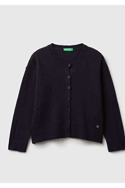 United Colors of Benetton Cardigan cu nervuri pentru fetiță, albastru bleumar...