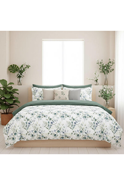 MyStory Home Двоспальний комплект постільної білизни з гумкою, колір евкаліптовий зелений