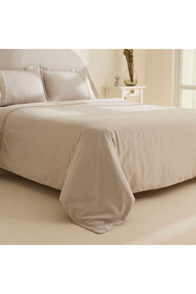 Karaca Home Lumi 100% Cotton Satin Double Satin Duvet Cover Set Stone
