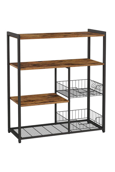 VASAGLE Raft de bucătărie, suport pentru cuptorul cu microunde, 2 coșuri de s...