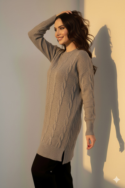 benguen Braided Knitwear Sweater K6005 Gray