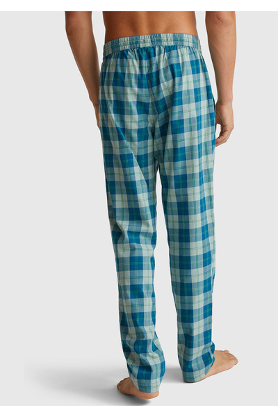 United Colors of Benetton Men's blue square patterned drawstring pajama bottoms