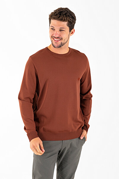 JB John Borners Мъжки велосипеден пуловер с бродерия JB, кафяв - K-2601