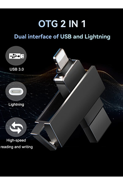 RUKYU محرك أقراص فلاش USB 3.0 مزدوج الواجهة 128 جيجابايت/64 جيجابايت لأجهزة iPhone/iPad/iPod، وiOS/Android/Windows/MAC