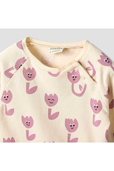 Juniors Floral Print Long Sleeve T-shirt and Elasticated Pyjama Set