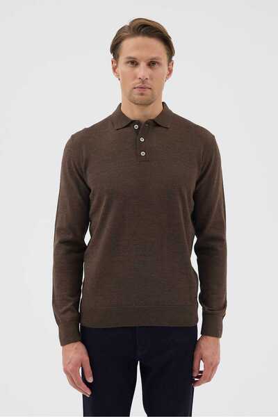 Paşahan Polo Neck Buttoned Wool Knit Sweater