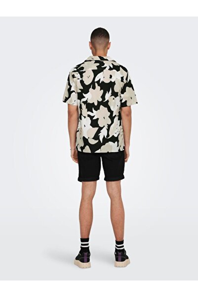 Only & Sons Men's Onstrev Reg Ctn Lin Aop Ss Shirt Noos Os22025125-4164888