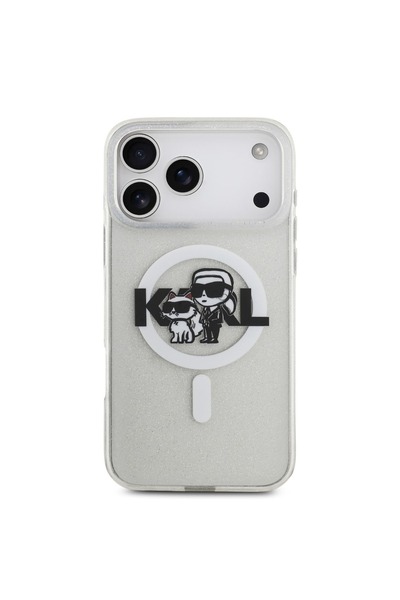 Karl Lagerfeld MagSafe IML Glitter Case with Karl & Choupette Heads for iPhon...