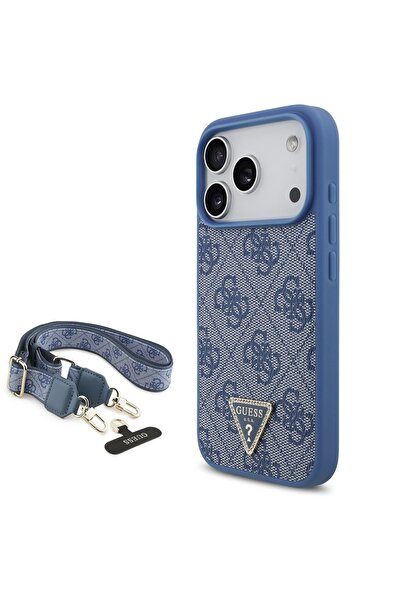 Guess MagSafe 4G PU Leather Case with Triangle Logo & Crossbody Lanyard for i...