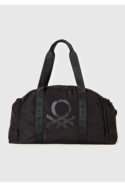 United Colors of Benetton Дамска черна спортна чанта с лого, цип и регулируема презрамка