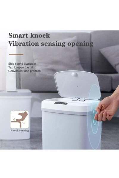 COOYA سلة مهملات بدون لمس، سلة مهملات أوتوماتيكية للحمام مزودة بمستشعر حركة سعة 16 لترًا، سلة مهملات للمطبخ مع غطاء
