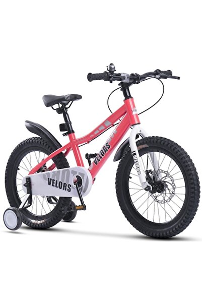 VELORS Bicicletă MTB Genius Vogue Classic pentru copii, 18", cu frână pe disc, 1 viteză, roz, cu roți de antrenament (5-7 ani, 110-)