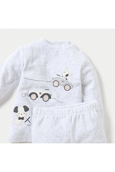 Juniors Dog and Car Applique Long Sleeves Sweatshirt and Pyjama Set