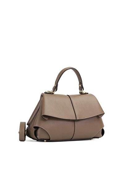 Posete Fagaras Poseta Piele Amelie - Taupe, 2 Compartimente, 2 Buzunare, Bareta Umar Reglabila 109 cm